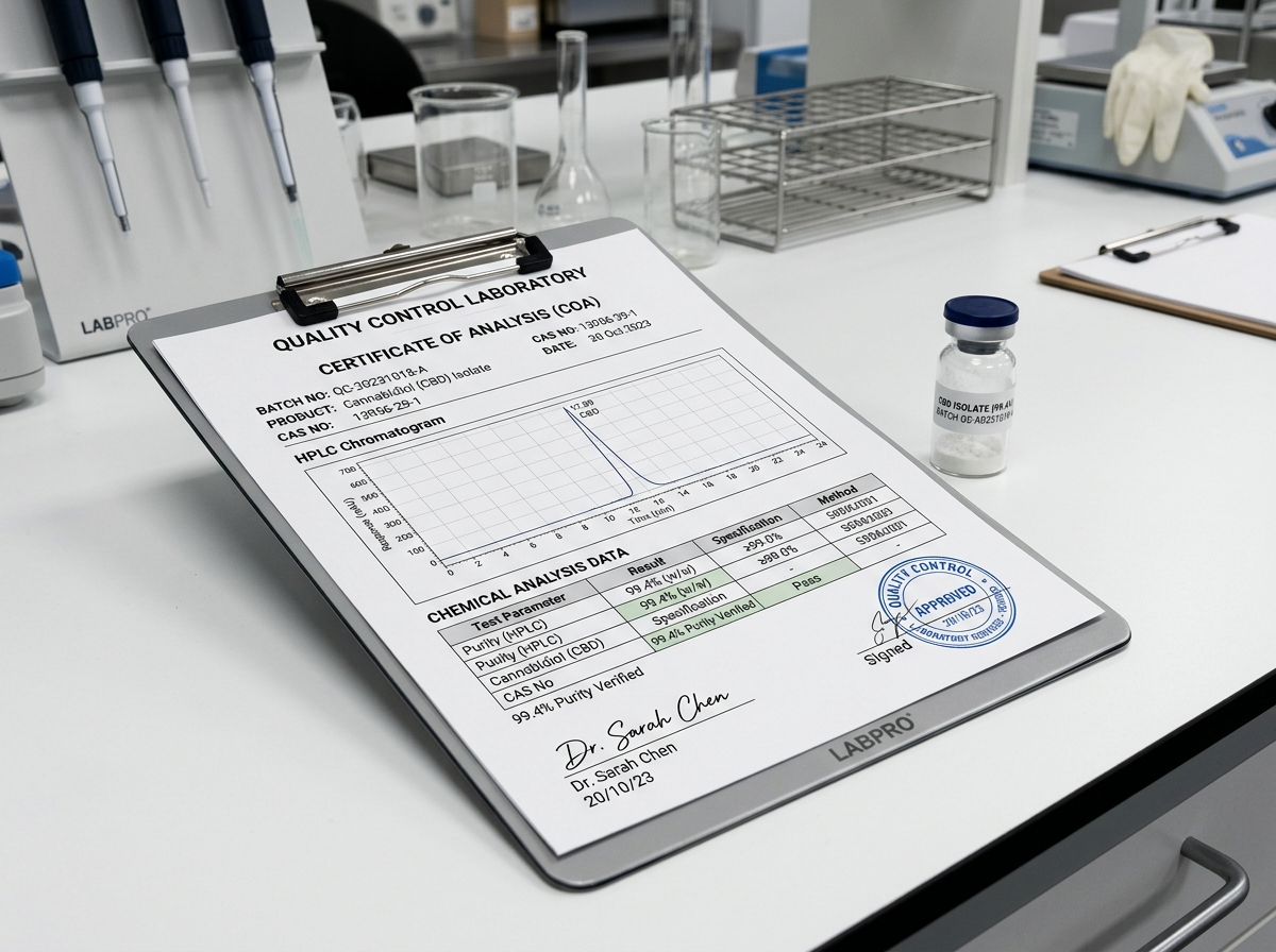 HPLC Certificate of Analysis Verified Sample